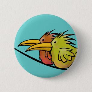 Button, 2 Birds on a Wire 6 Cm Round Badge
