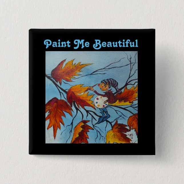 Button Ann Hayes Painting Pixie Painting (Front)