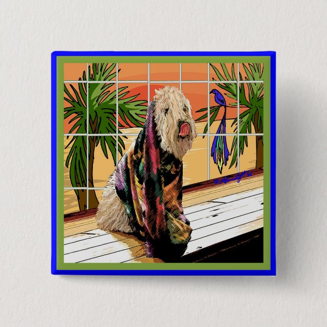 Button: "At the Spa" 15 Cm Square Badge (Front)