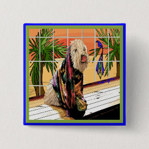 Button: "At the Spa" 15 Cm Square Badge