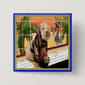 Button: "At the Spa" 15 Cm Square Badge