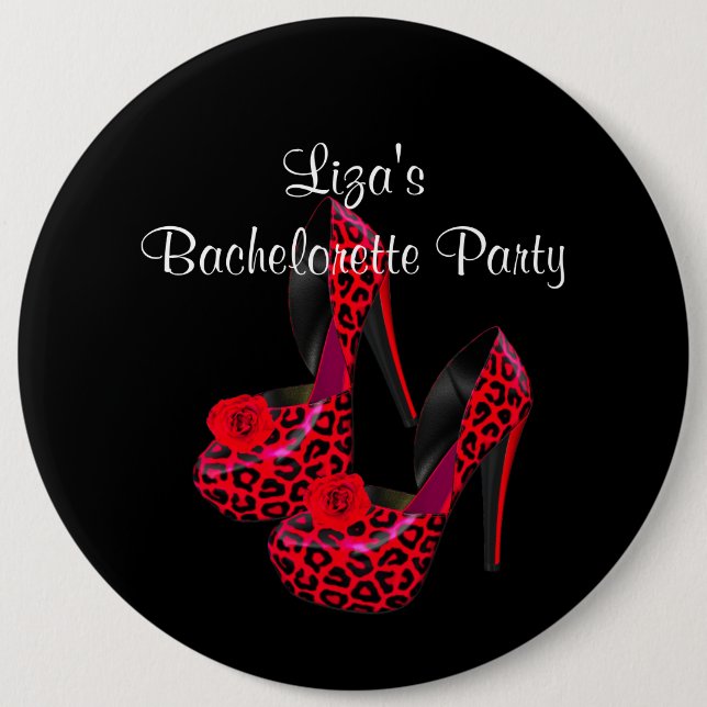 Button Bachelorette Party Red Black Shoe (Front)