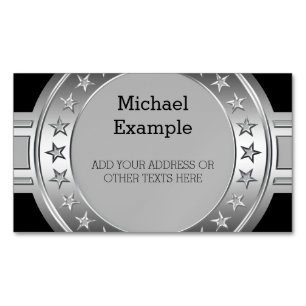 Button / Banner - Stars silver + your backgr Magnetic Business Card