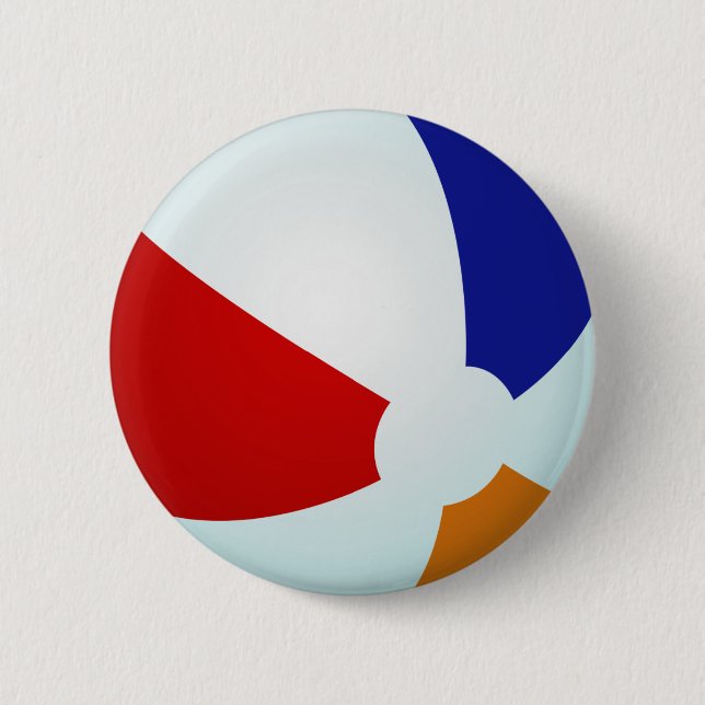 Button Beach Ball Summer Fun Red White Blue Orange (Front)