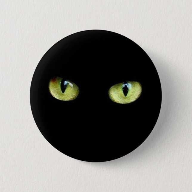 Button black cat green eyes (Front)