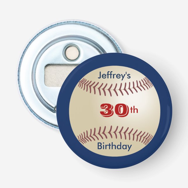 Button Bottle Opener Baseball Party Favour (Front)