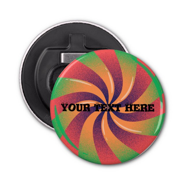 Button Bottle Opener Custom Your Text here text  (Front)