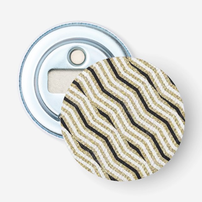 Button Bottle Opener Gold White Black (Front)