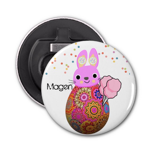 Button Bottle Opener Pink Rabbit Ice Cream (Front)