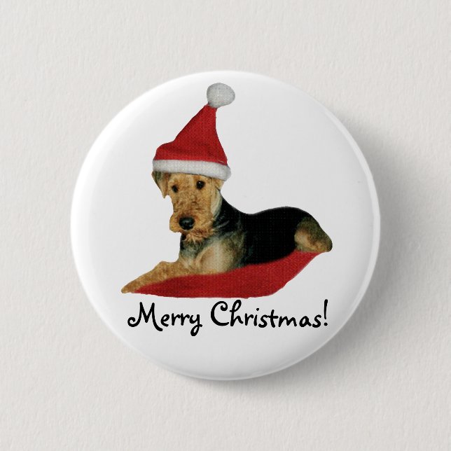 Button Christmas "Airedale Terrier" (Front)