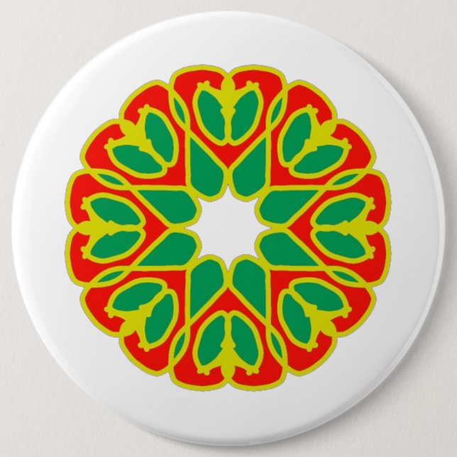 Button, Colourful classic floral design   6 Cm Round Badge (Front)