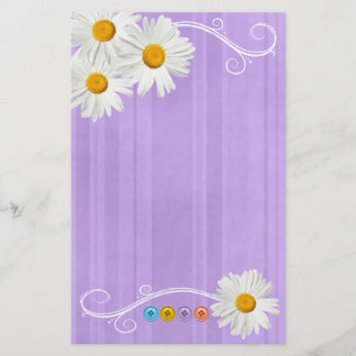 Button Daisy Purple Stationery
