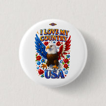 Button Design: I Love My Country - USA