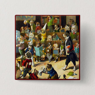 Button: Dog School by Louis Wain 15 Cm Square Badge
