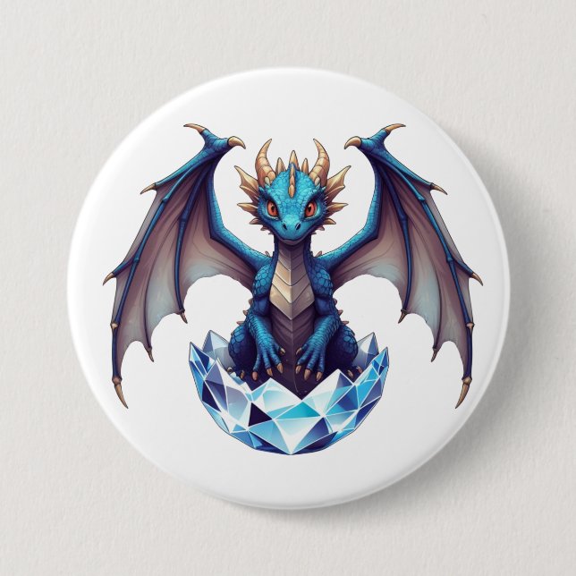 Button Dragon hatchling emerging from crystal egg (Front)