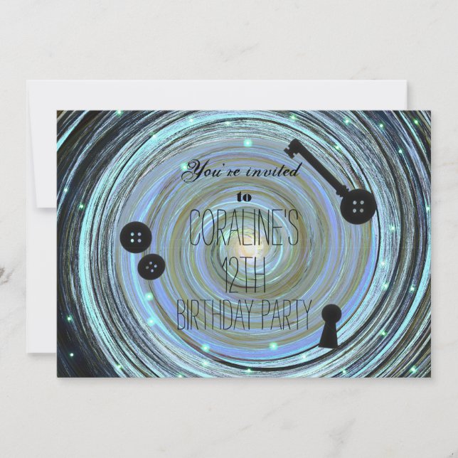 Button Eyes & Skeleton Key Other World Party Invitation (Front)