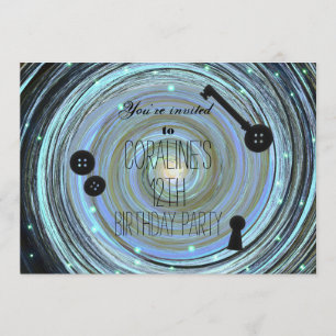 Button Eyes & Skeleton Key Other World Party Invitation