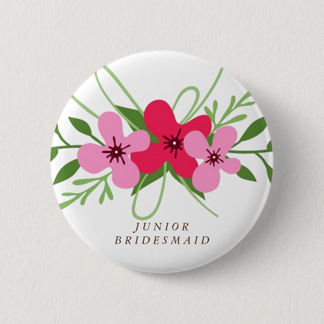 Button - Floral Junior Bridesmaid (Front)