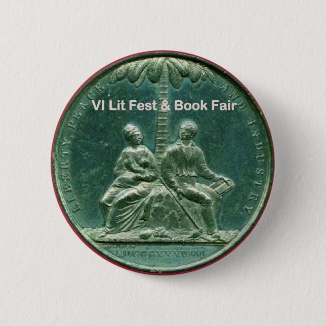 Button for the VI Lit Fest & Book Fair (Front)