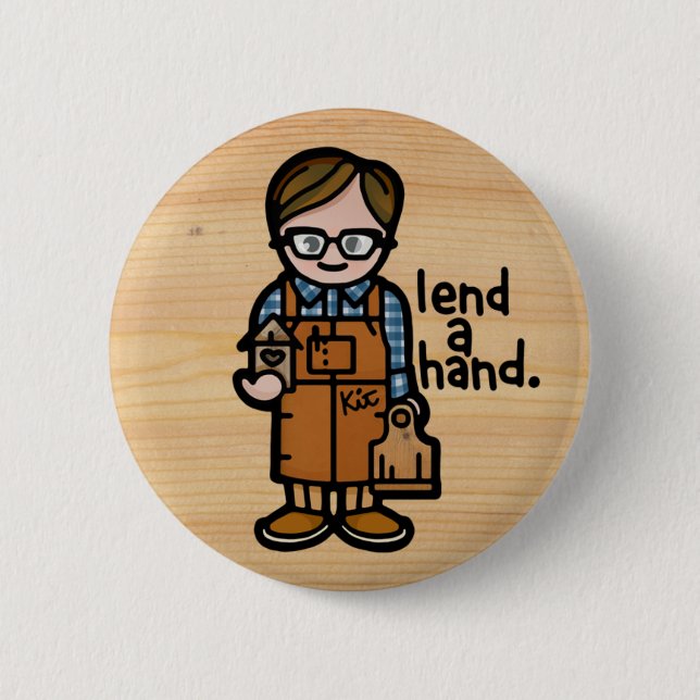 button for the work bib. (Front)