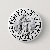 button Freya Rune Shield