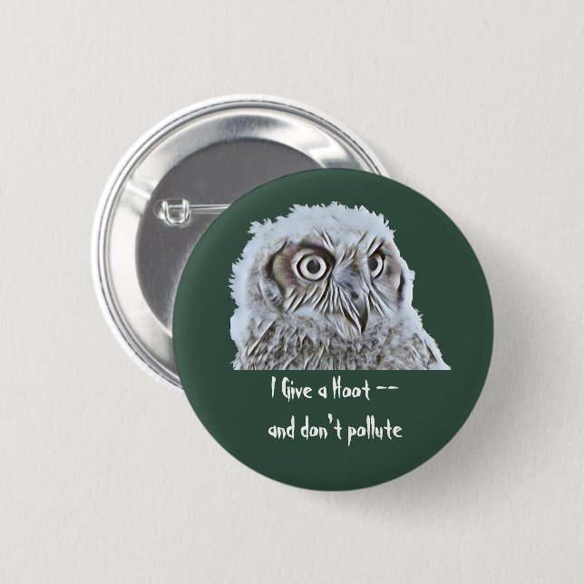 Button - Give  a Hoot Owl Head (Front & Back)