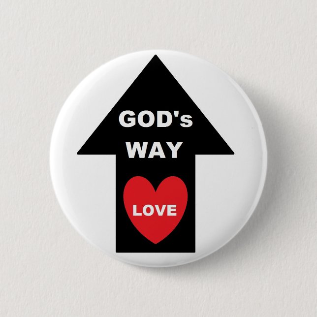 Button Gods Way Love Arrow Heart (Front)