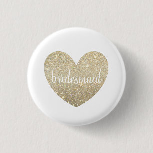 Button - Gold Heart Fab bridesmaid
