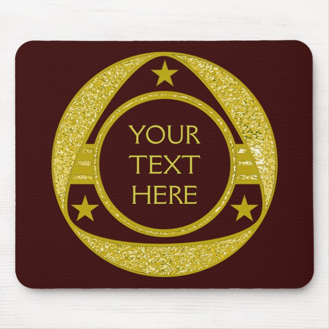 BUTTON GOLD STARS + your text Mouse Mat (Front)