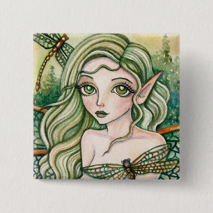 Button - Green Dragonfly