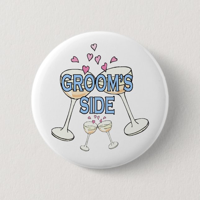 Button: Groom's Side 6 Cm Round Badge (Front)