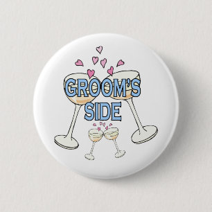 Button: Groom's Side 6 Cm Round Badge