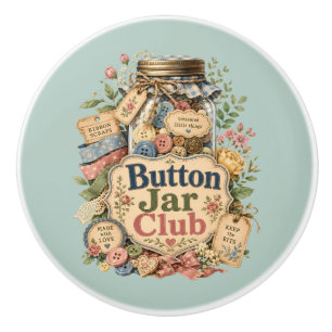 Button Jar Club Cottagecore Sewing Collage Ceramic Knob