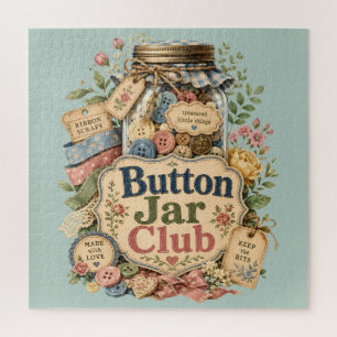 Button Jar Club Cottagecore Sewing Collage Jigsaw Puzzle