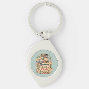 Button Jar Club Cottagecore Sewing Collage Key Ring