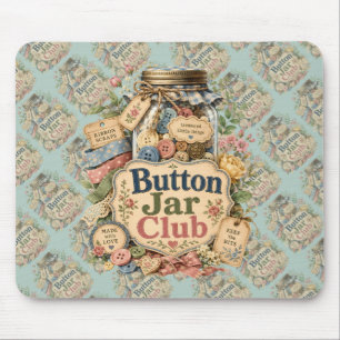 Button Jar Club Cottagecore Sewing Collage Mouse Mat