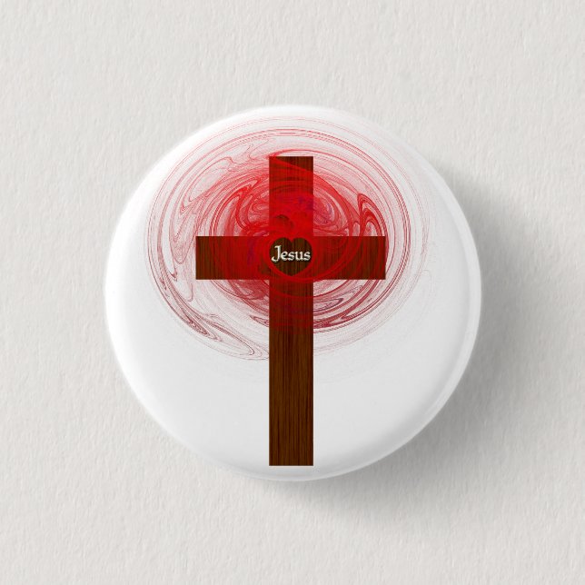 Button- Jesus cross 3 Cm Round Badge (Front)