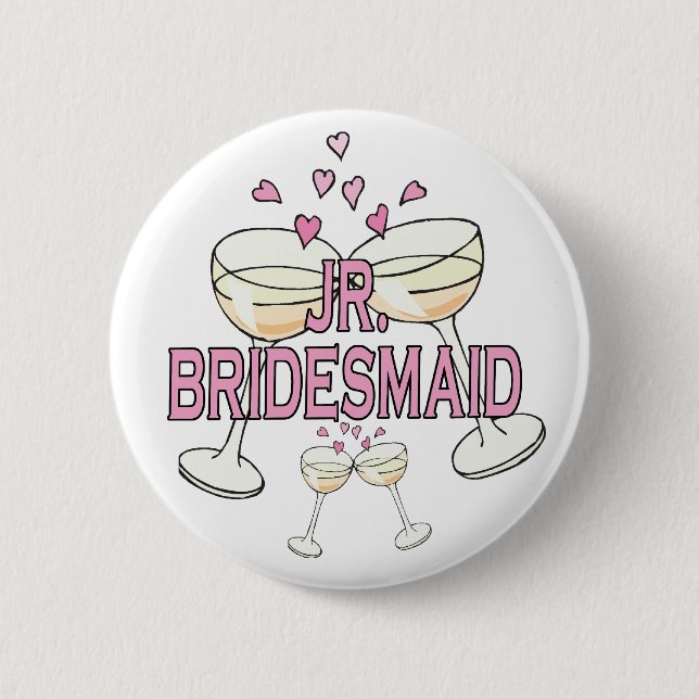 Button: Jr. Bridesmaid 6 Cm Round Badge (Front)