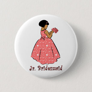 Button: Jr Bridesmaid B 6 Cm Round Badge