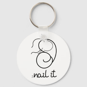 Button Key Ring. CUTE FUNNY SNAIL. Nail it Key Ring