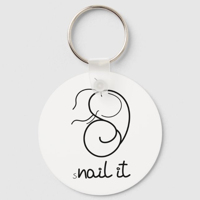 Button Key Ring. CUTE FUNNY SNAIL. Nail it Ring (Front)