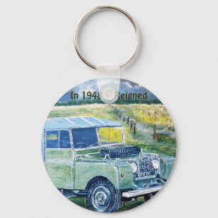 Button Key Ring With Land Rover Print