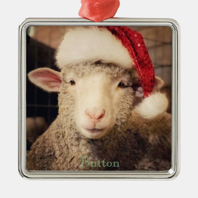 Button Lamb Ornament (Front)