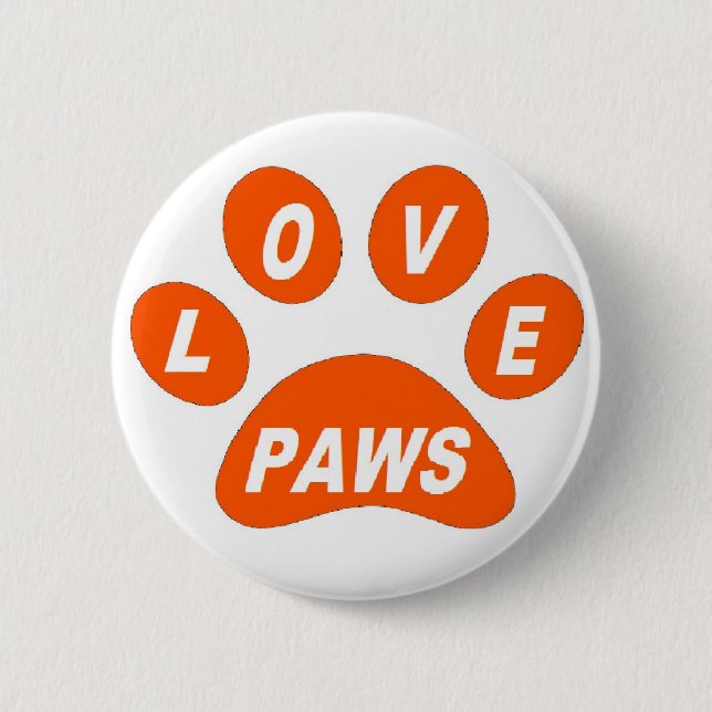 Button Love Paws on Paws Orange (Front)