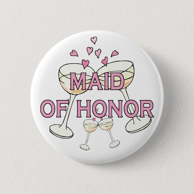 Button: Maid of Honour 6 Cm Round Badge (Front)