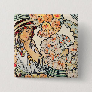 Button: Mucha - Language of Flowers 15 Cm Square Badge