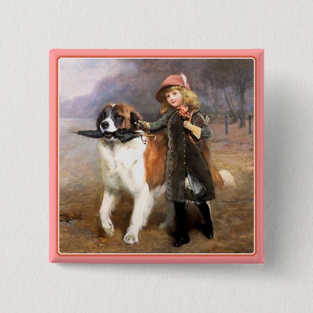 Button: Off to School 15 Cm Square Badge (Front)