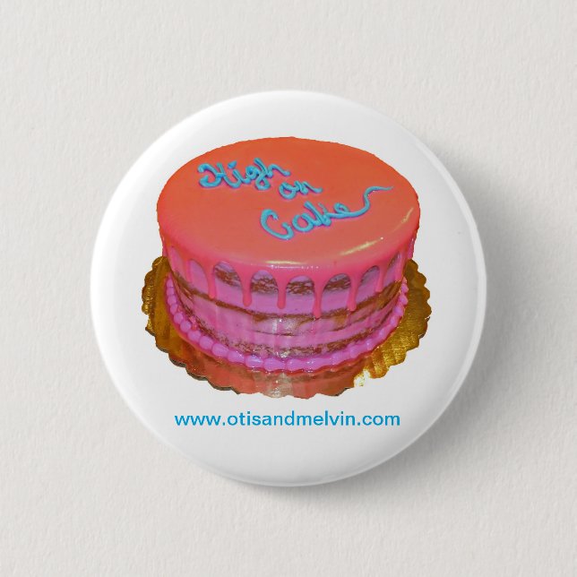 Button, Otis and Melvin, "High on Cake" cake 6 Cm Round Badge (Front)