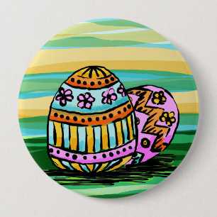 Button, Painted Easter Eggs 10 Cm Round Badge