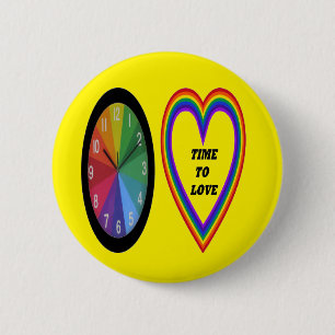 Button Rainbow Clock With Heart Time To Love